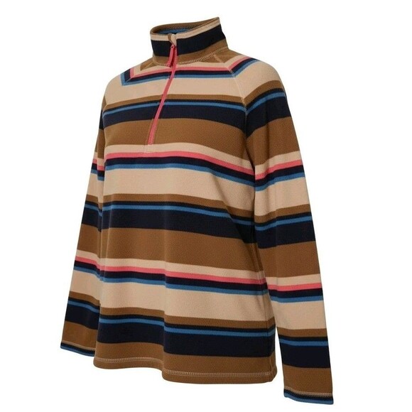 Eddie Bauer Tops - Eddie Bauer Women’s L 1/4 Zip Fleece Pullover Striped Mock Neck Multicolor Top